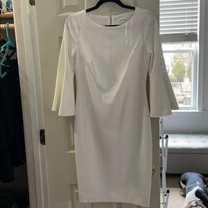 White Calvin Klein dress with gold zipper